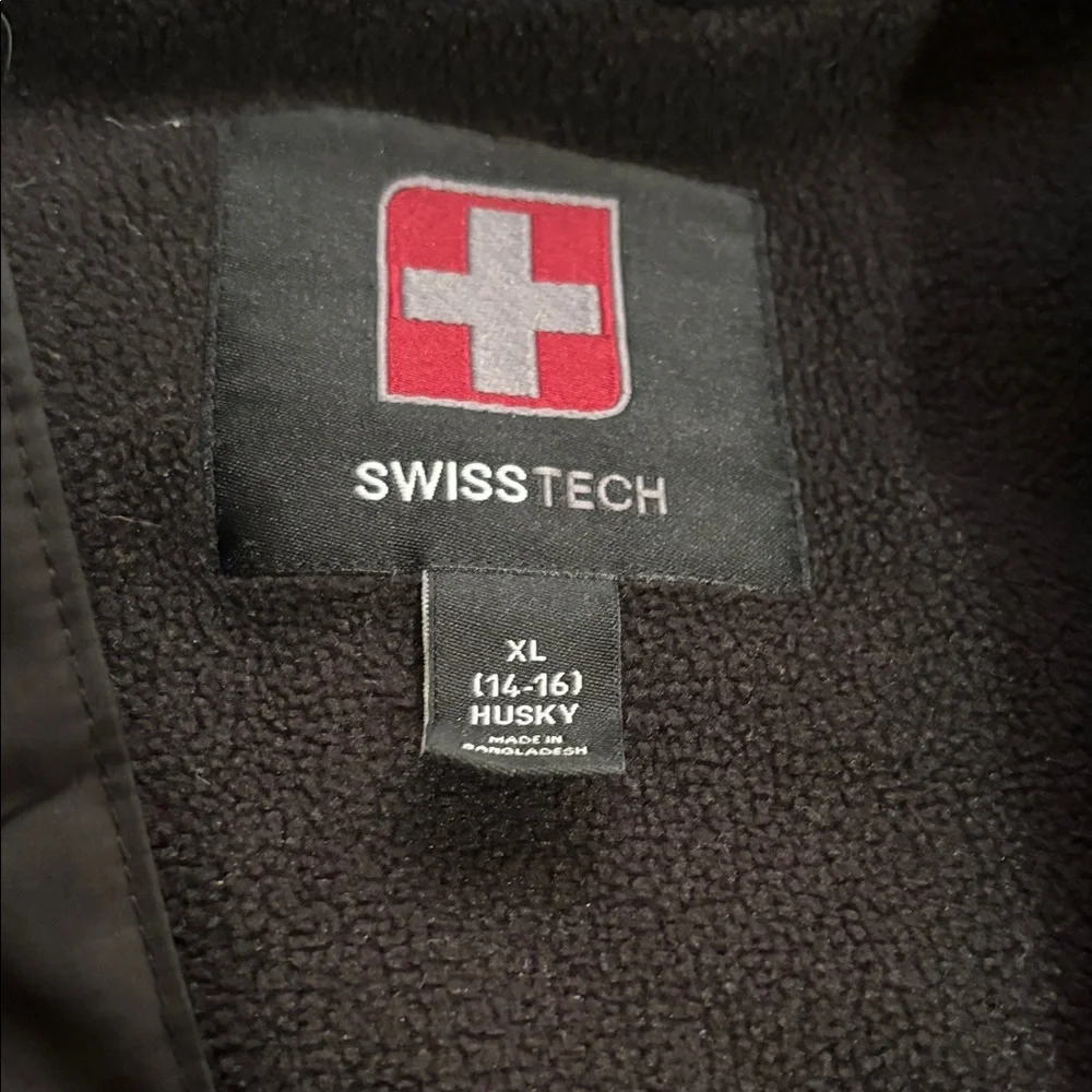 Swiss Tech Kids Black Hooded Puffer Jacket